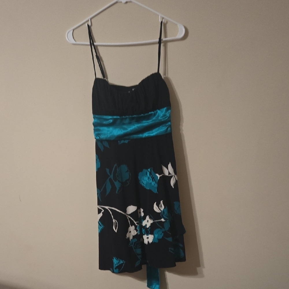 Speechless Black and Teal Floral Mini Dress